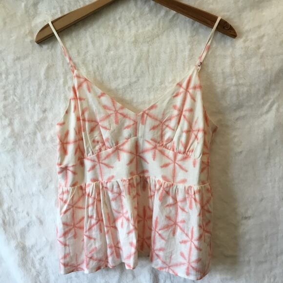 Loft Coral Cream Star Tie Dye Peplum Cami - Picture 13 of 13